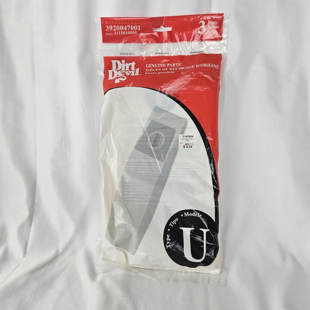 Dirt Devil "Type U" Vacuum Bags / 1 Pack of 3 (3 Bags Total)